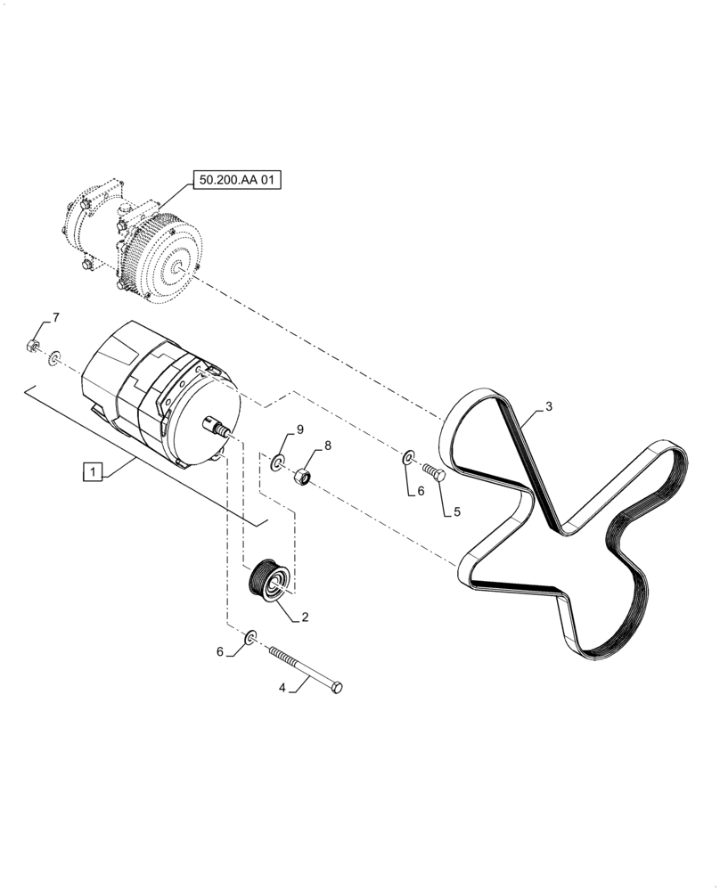 Схема запчастей Case IH 7230 - (55.301.AD[01]) - ALTERNATOR, BELT (55) - ELECTRICAL SYSTEMS