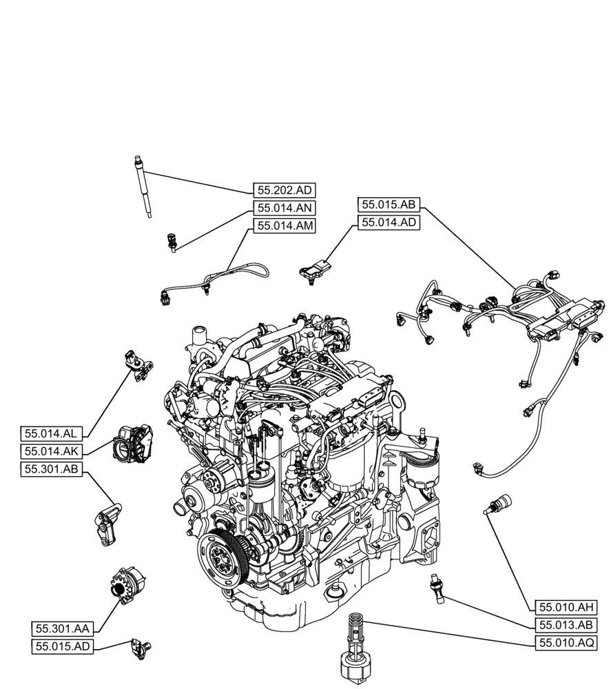 Схема запчастей Case IH F5GFL413A B006 - (00.000.55) - PICTORIAL INDEX - ELECTRIC SYSTEM CONTROL (00) - GENERAL & PICTORIAL INDEX