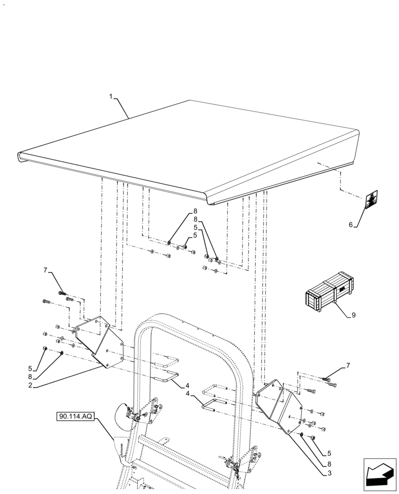 Схема запчастей Case IH FARMALL 120A - (88.100.90[02]) - VAR - 718157 - DIA KIT, STEEL FOPS, W/O CAB (88) - ACCESSORIES