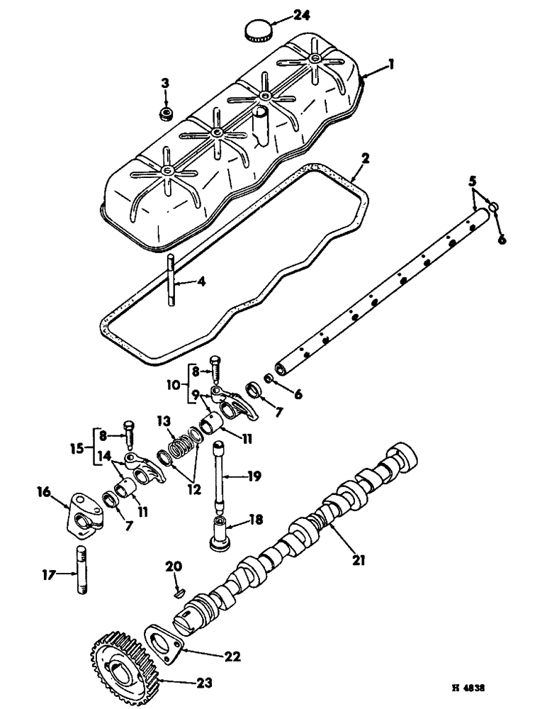 Схема запчастей Case IH 275 - (D-12) - D206 DIESEL ENGINE, CAMSHAFT AND VALVE LEVER SHAFT (01) - ENGINE
