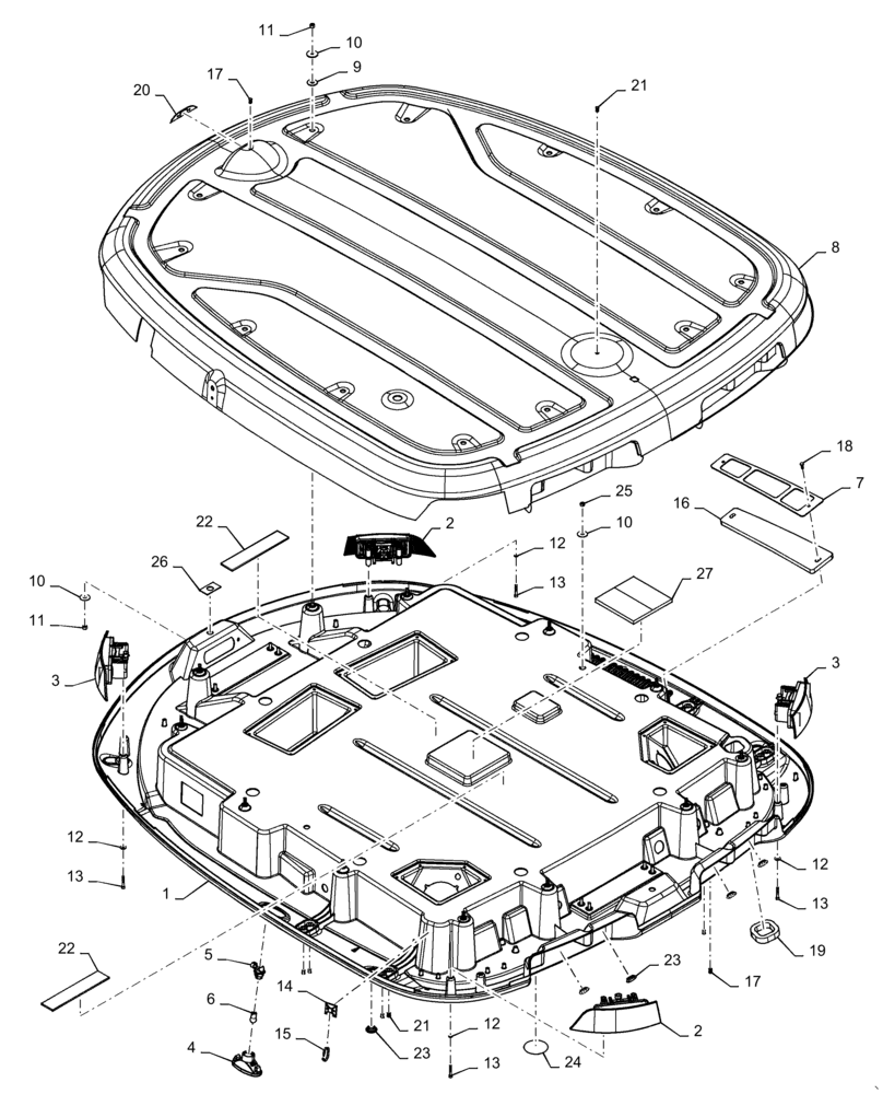 Схема запчастей Case IH TITAN 3040 - (90.150.BG[01]) - CAB ROOF, ASSY, AND LIGHTS (90) - PLATFORM, CAB, BODYWORK AND DECALS