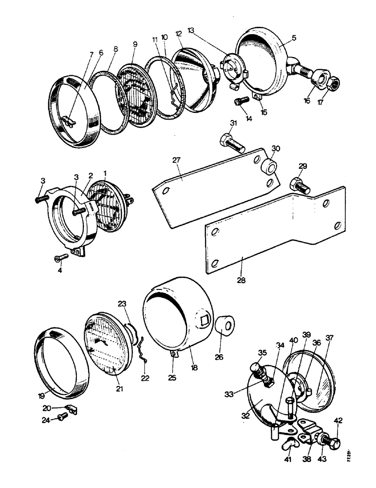 Схема запчастей Case IH 1210 - (M16) - ELECTRICAL EQUIPMENT, HEADLAMPS AND REAR FLOODLAMP, ALL MODELS (06) - ELECTRICAL SYSTEMS