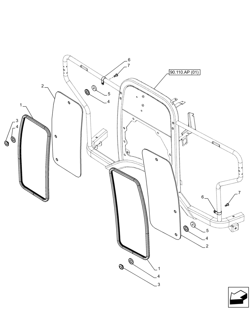 Схема запчастей Case IH FARMALL 110C - (90.116.AO) - VAR - 334190 - PLATFORM, GUARD, W/O CAB (90) - PLATFORM, CAB, BODYWORK AND DECALS