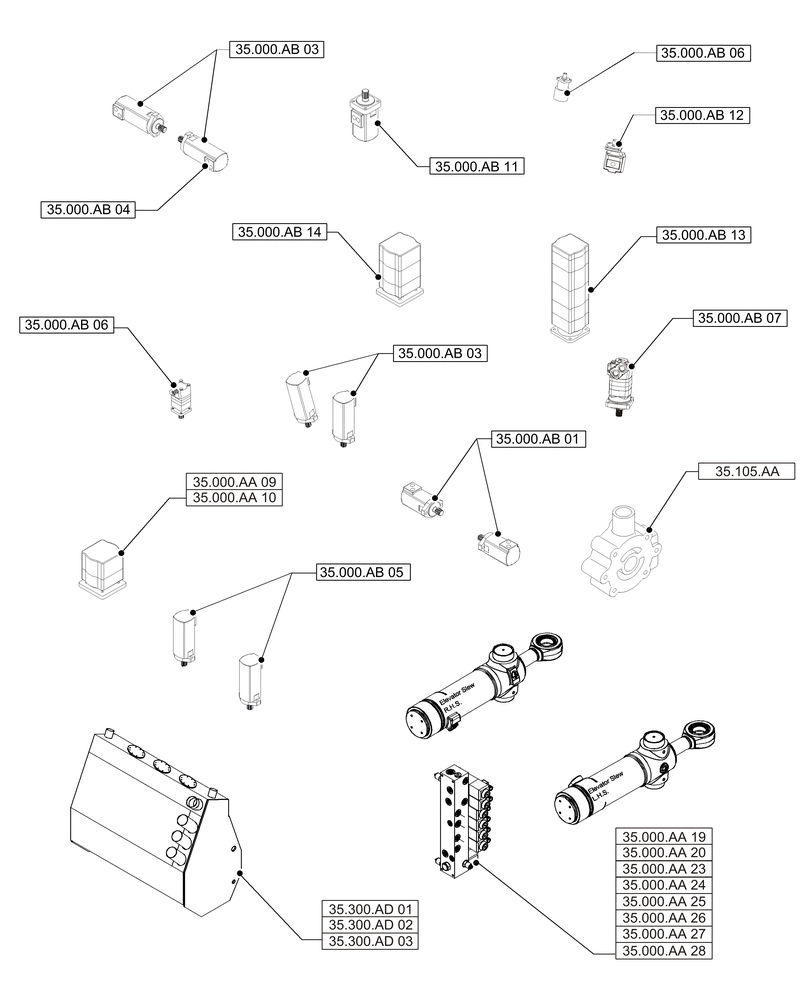 Схема запчастей Case IH A8800 - (35.000.00[01]) - SECTION INDEX - HYDRAULIC SYSTEMS (35) - HYDRAULIC SYSTEMS