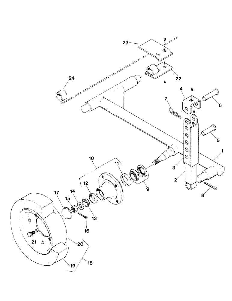 Схема запчастей Case IH 6000 - (9-46) - GAUGE WHEELS, 21, 25 AND 30 FOOT HEADERS (09) - CHASSIS/ATTACHMENTS
