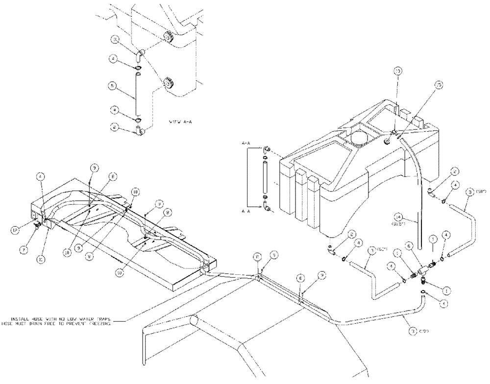 Схема запчастей Case IH 610 - (05-026) - WASH DOWN TANK PLUMBING Liquid Plumbing