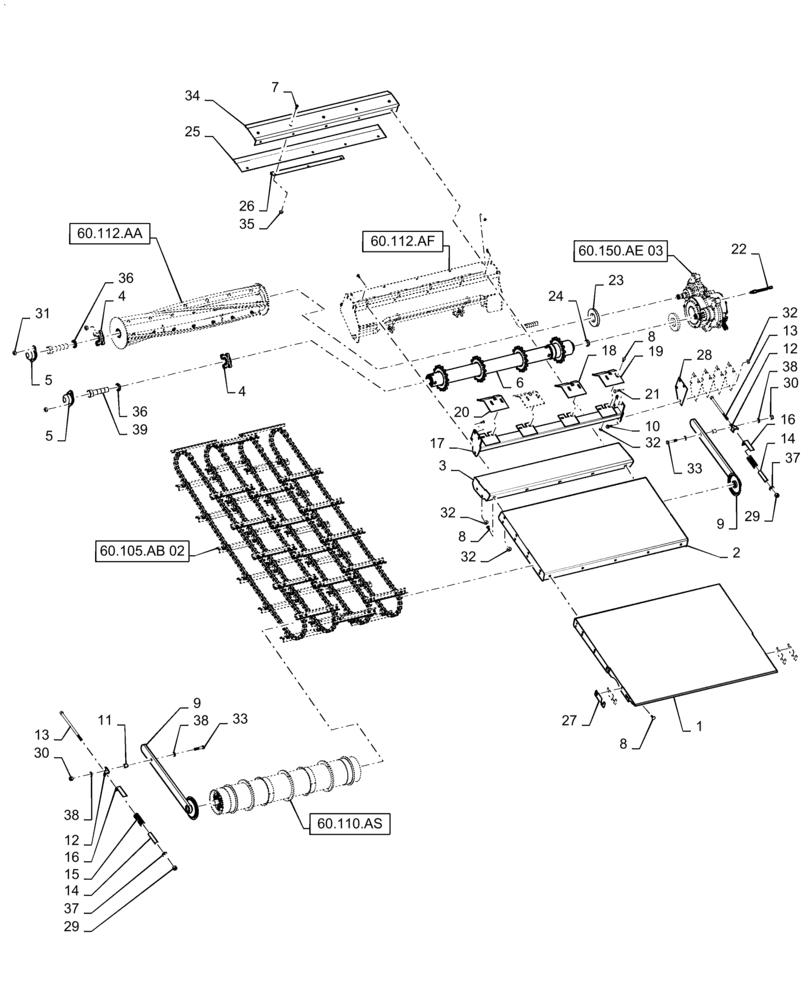 Схема запчастей Case IH 8240 - (60.150.AF[02]) - VAR - 722744, 425547, 425070, 425225, 425549 - CHAIN, DRUM, FEEDER (60) - PRODUCT FEEDING