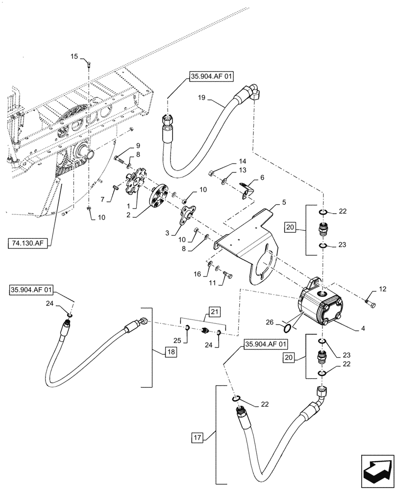 Схема запчастей Case IH 8240 - (35.904.AF[03]) - VAR - 722030 - DRIVE, FAN, HYDRAULIC MOTOR (35) - HYDRAULIC SYSTEMS