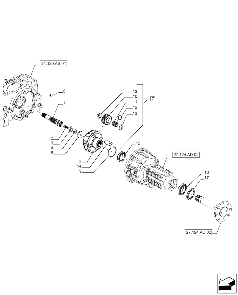 Схема запчастей Case IH FARMALL 110A - (27.124.AB[02]) - VAR - 390331, 330331 - PLANETARY GEAR, FINAL DRIVE, HEAVY DUTY (27) - REAR AXLE SYSTEM