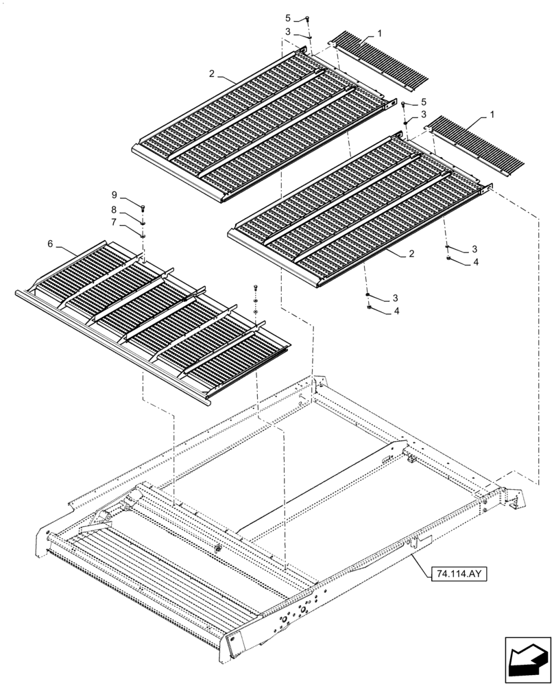 Схема запчастей Case IH 8240 - (74.114.AZ[04]) - VAR - 425116 - UPPER SIEVE (74) - CLEANING
