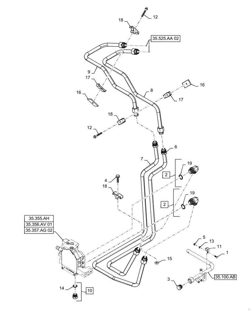 Схема запчастей Case IH SV280 - (35.525.AA[01]) - AUXILIARY HYDRAULIC, STANDARD , CHASSIS MOUNTED (20-MAY-2015 & PRIOR) (35) - HYDRAULIC SYSTEMS