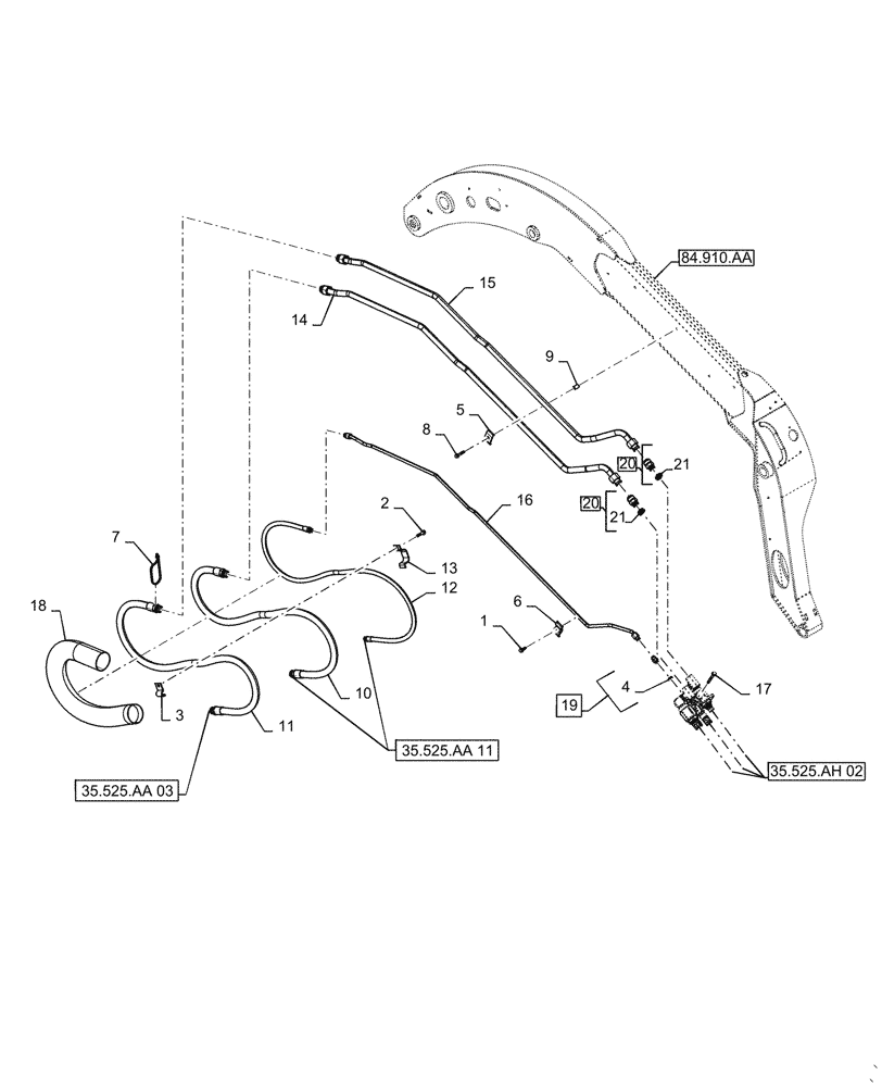 Схема запчастей Case IH SV300 - (35.220.02[04]) - AUXILIARY HYDRAULIC, HIGH FLOW, ARM PLUMBING (SV300,TV380) (35) - HYDRAULIC SYSTEMS