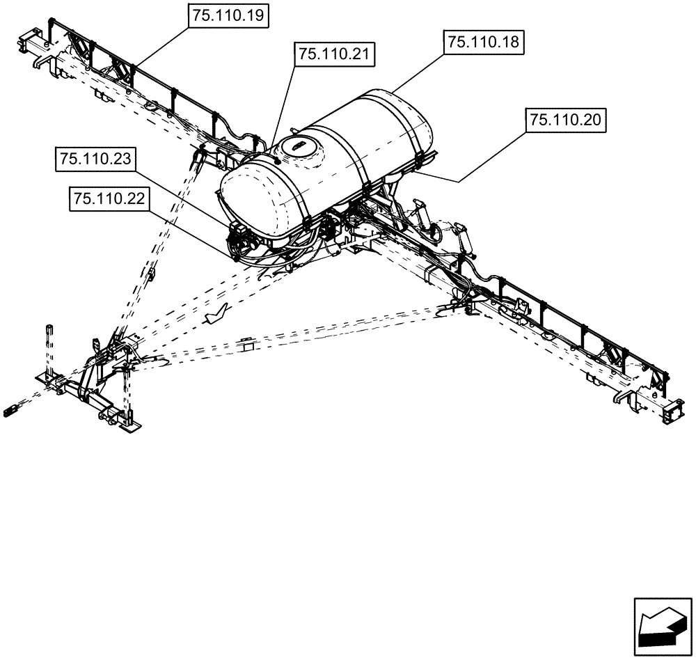 Схема запчастей Case IH 1250 - (75.000.00[02]) - LIQUID FERTILIZER - PICTORIAL INDEX - 16 ROW, 600 GALLON TANK (75) - SOIL PREPARATION