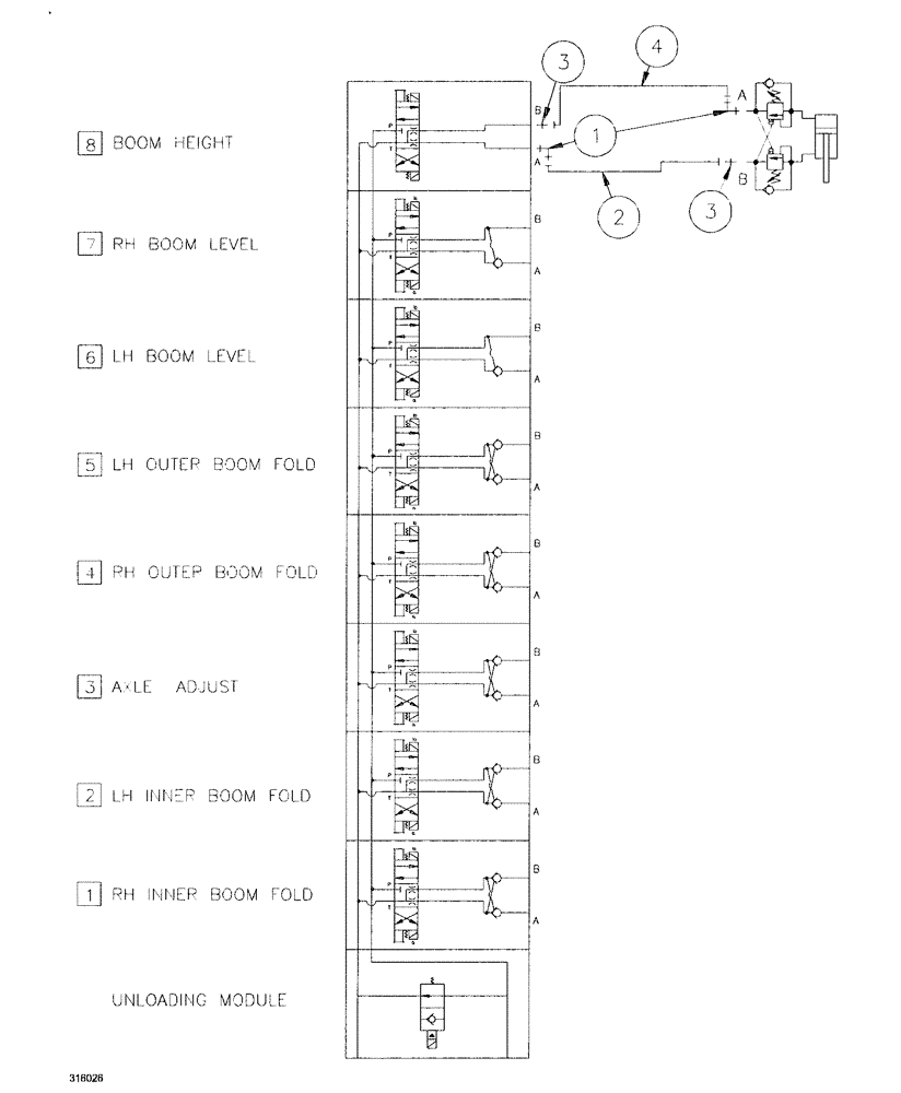 Схема запчастей Case IH SPX3200 - (06-028) - BOOM HEIGHT (78) - SPRAYING