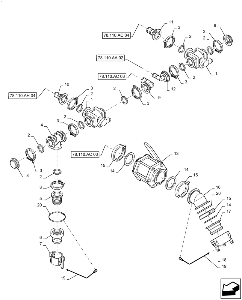 Схема запчастей Case IH PATRIOT 3340 - (78.110.AC[02.2]) - FILL STATION PLUMBING, SN YFT041440 TO BSN YGT042519 (78) - SPRAYING