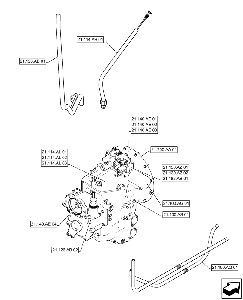 Схема запчастей Case IH 588H - (21.000.00) - SECTION INDEX - TRANSMISSION, 4WD (21) - TRANSMISSION