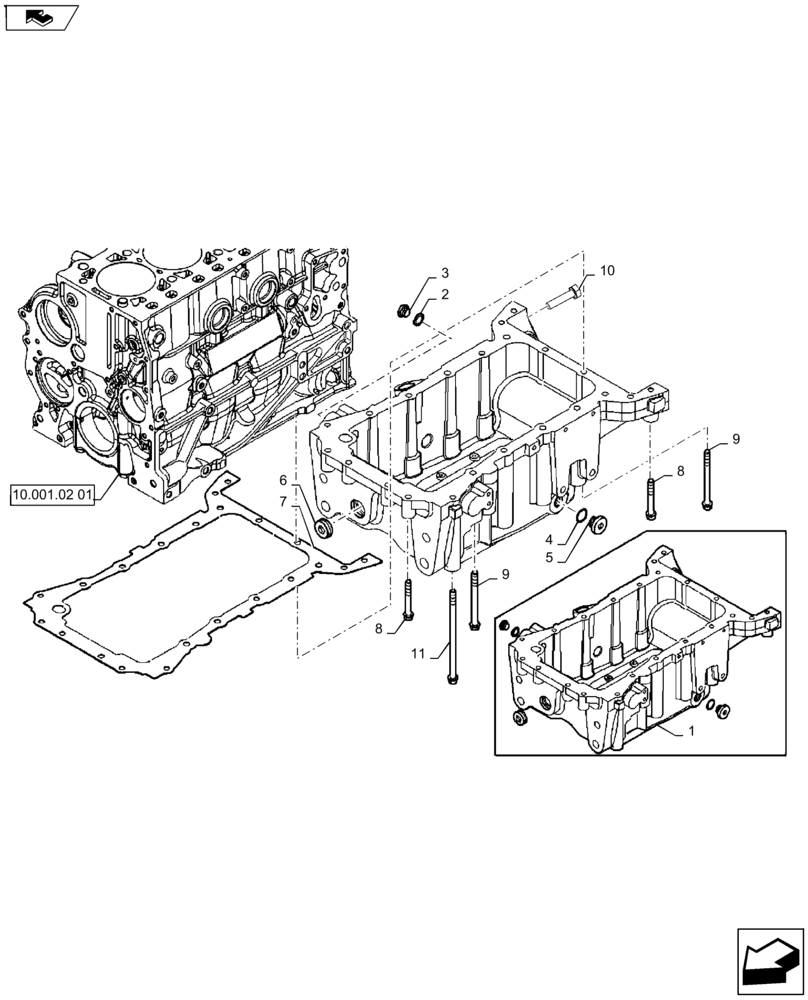 Схема запчастей Case IH FARMALL 65A - (10.102.03[01]) - OIL SUMP (10) - ENGINE