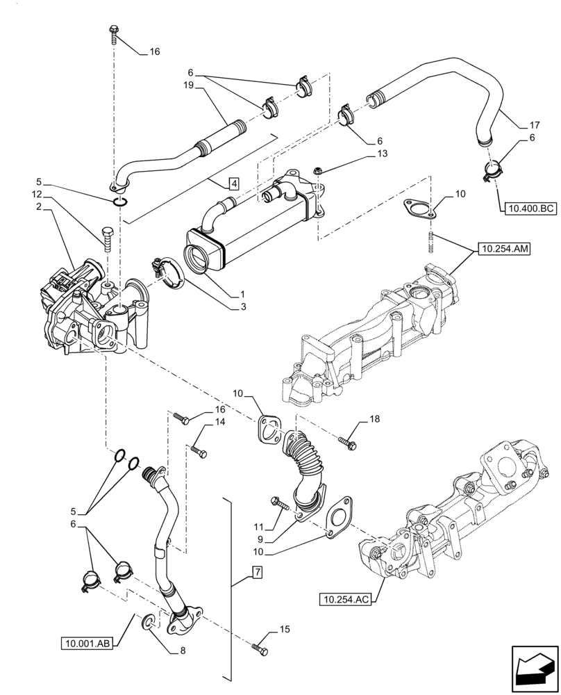 Схема запчастей Case IH F5BFL413E C001 - (10.501.AB) - EXHAUST SYSTEM, EGR, HEAT EXCHANGER (10) - ENGINE