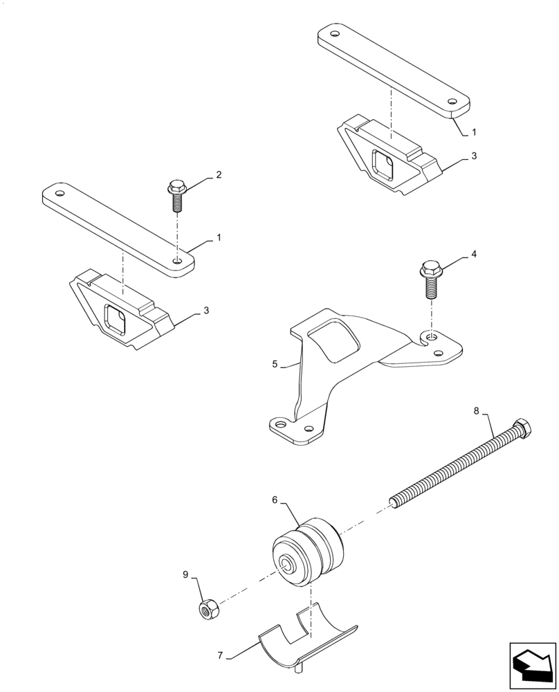 Схема запчастей Case IH MAGNUM 3154 - (10.001.AK[04]) - VAR- 420228, 429199 - ENGINE MOUNTING PARTS, WITH SUSPENDED MFD AXLE, TIER 2B, TIER 3 - 250, 280, 310, 340, 2654, 3154 (10) - ENGINE