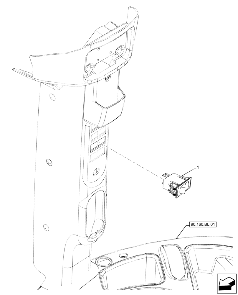 Схема запчастей Case IH FARMALL 120A - (55.512.BG[03]) - VAR - 391610 - SWITCH, PANEL, CAB (55) - ELECTRICAL SYSTEMS