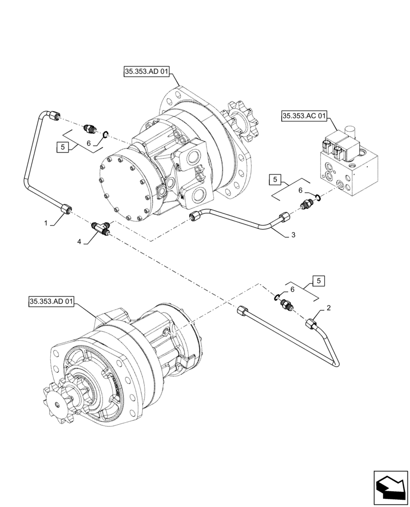 Схема запчастей Case IH SV300 - (35.353.AC[05]) - 2-SPEED LINES (35) - HYDRAULIC SYSTEMS