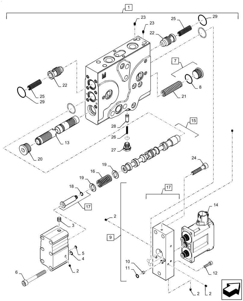 Схема запчастей Case IH MAGNUM 310 - (35.204.BE[05]) - REMOTE CONTROL VALVE (35) - HYDRAULIC SYSTEMS