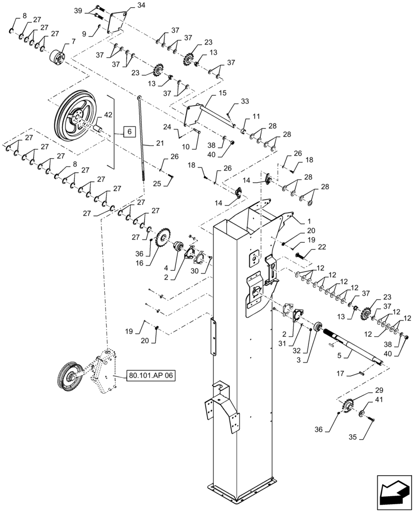 Схема запчастей Case IH 8240 - (80.101.AP[02]) - VAR - 425241, 722481, 425363 - CLEAN GRAIN ELEVATOR, HOUSING (80) - CROP STORAGE/UNLOADING