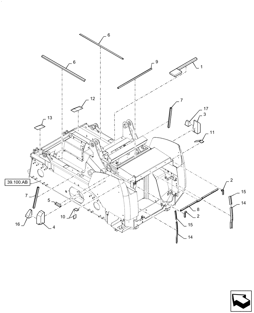 Схема запчастей Case IH SV280 - (90.105.CU) - COVERS & INSULATION (90) - PLATFORM, CAB, BODYWORK AND DECALS