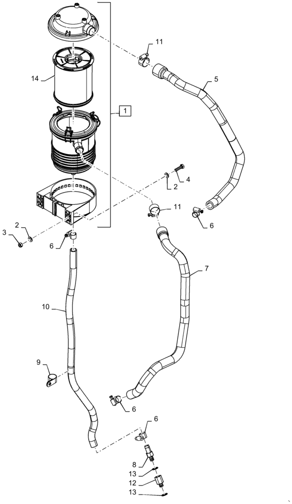 Схема запчастей Case IH TITAN 3040 - (10.304.AP[01]) - REMOTE CRANKCASE VENTILATION FILTER ASSY (10) - ENGINE