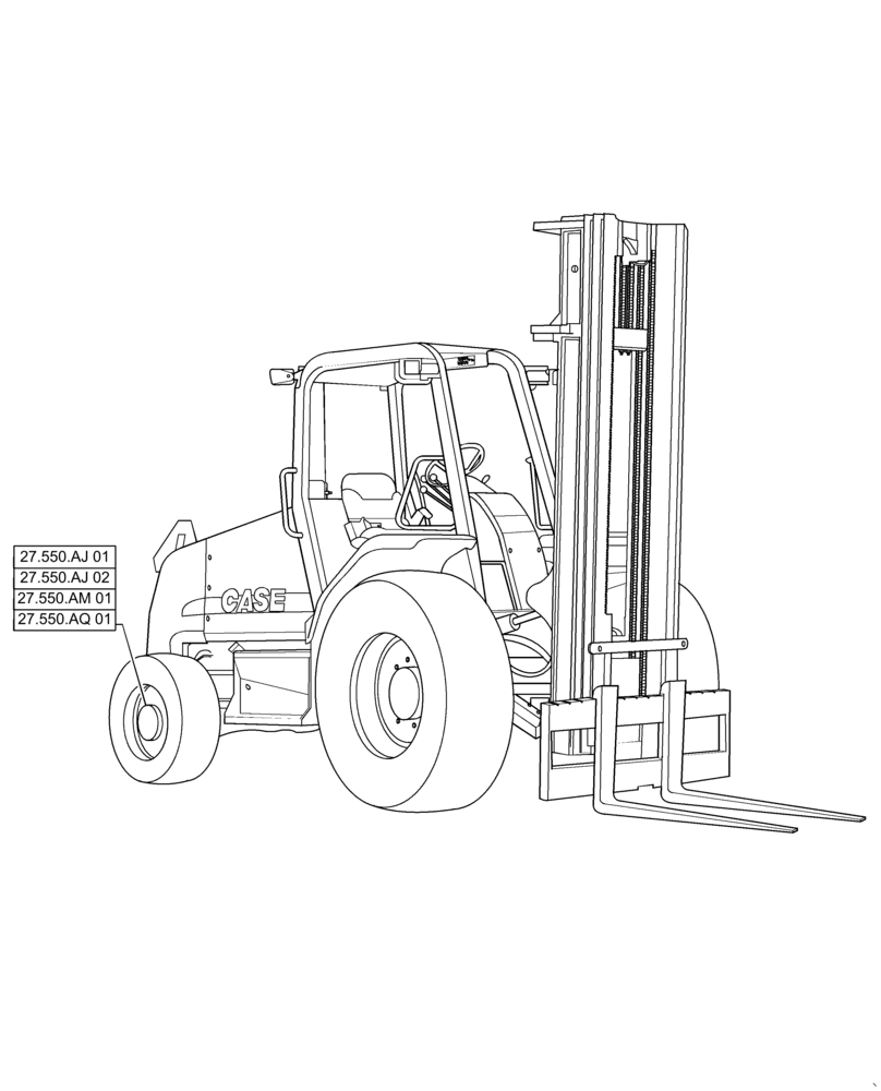 Схема запчастей Case IH 586H - (27.000.00) - SECTION INDEX - REAR AXLE SYSTEM, 2WD (27) - REAR AXLE SYSTEM