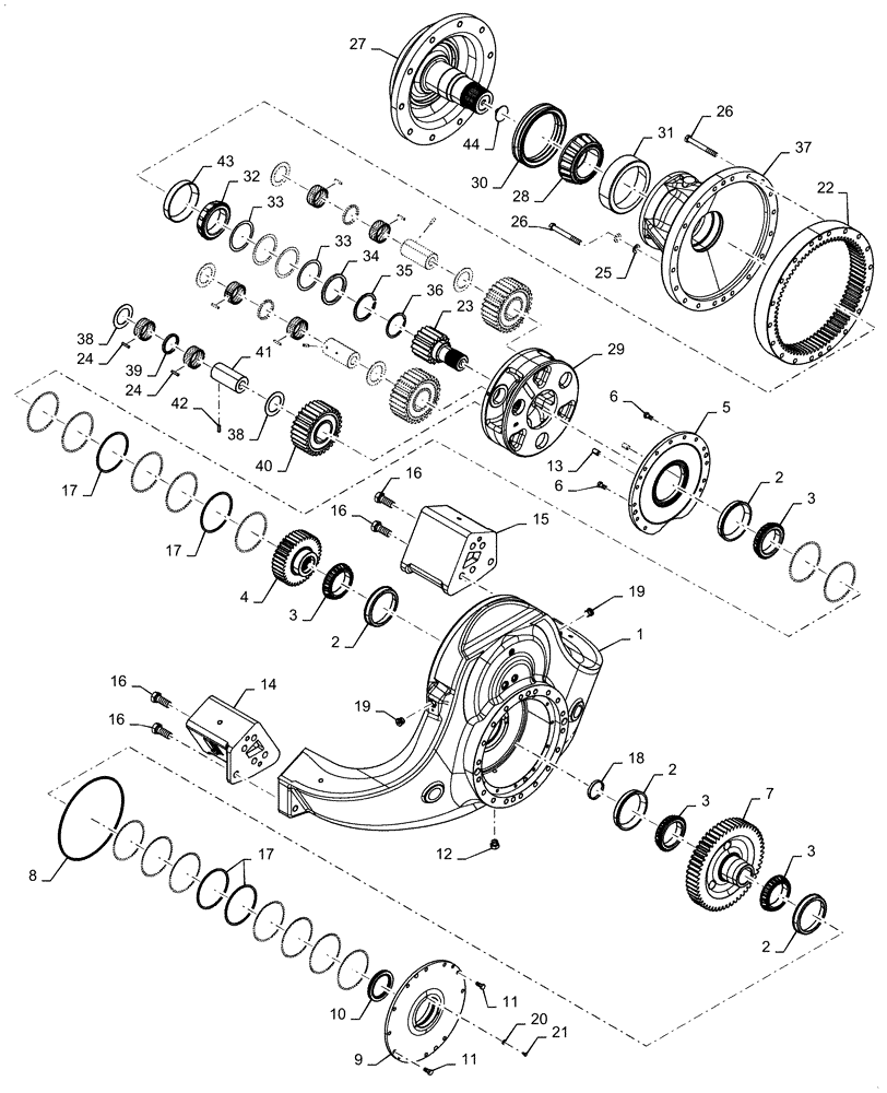 Схема запчастей Case IH MAGNUM 310 - (27.610.AA[01]) - UPBOX , YOKE (27) - REAR AXLE SYSTEM
