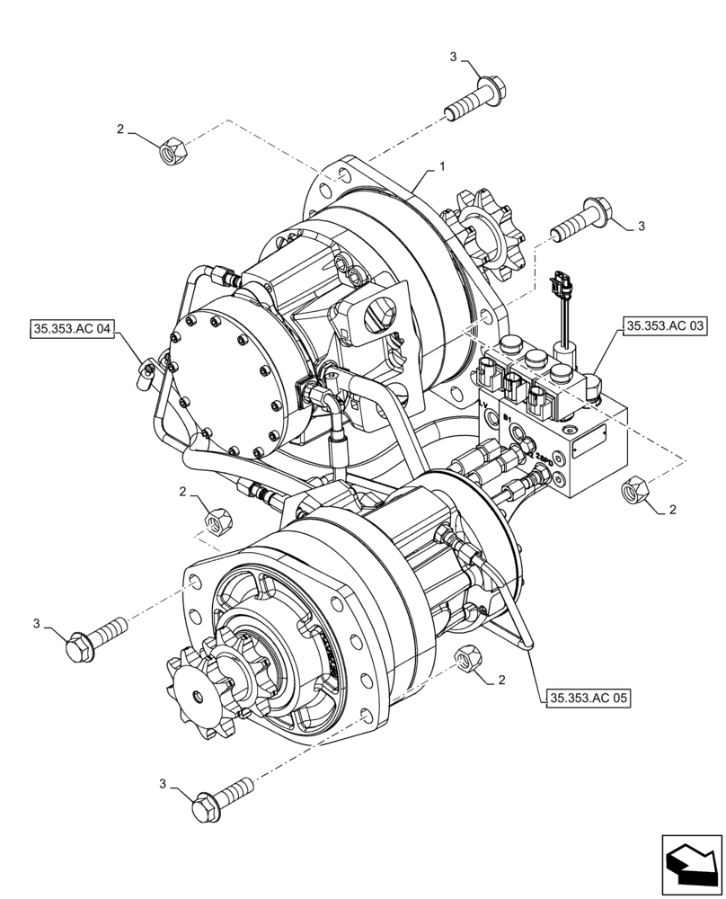 Схема запчастей Case IH SV300 - (35.353.AD[05]) - HYDROSTATIC MOTOR, ELECTRONIC CONTROLS, 2-SPEED (35) - HYDRAULIC SYSTEMS