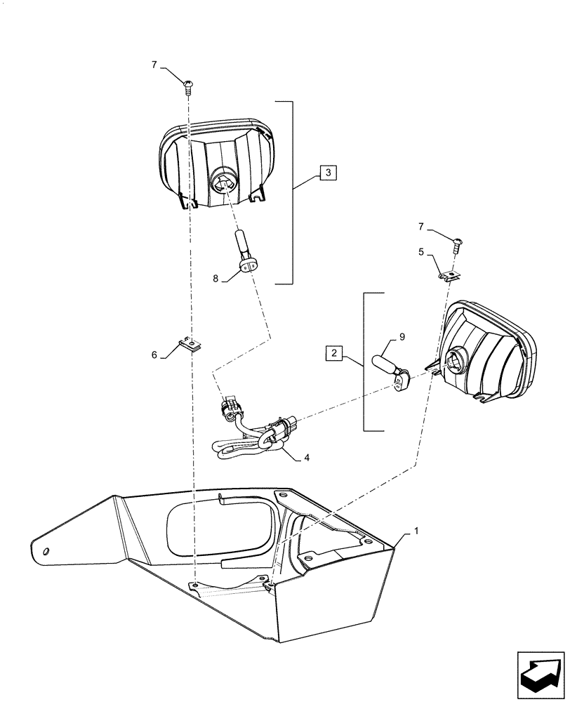 Схема запчастей Case IH SV280 - (55.404.AL[01]) - LH LIGHT ASSY, W/ CORNER LIGHT, HD (55) - ELECTRICAL SYSTEMS