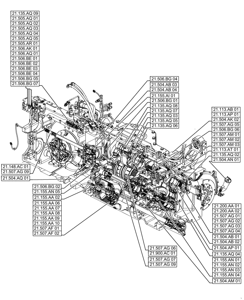 Схема запчастей Case IH MAGNUM 340 - (21.000.00[01]) - PICTORIAL INDEX - TRANSMISSION (21) - TRANSMISSION