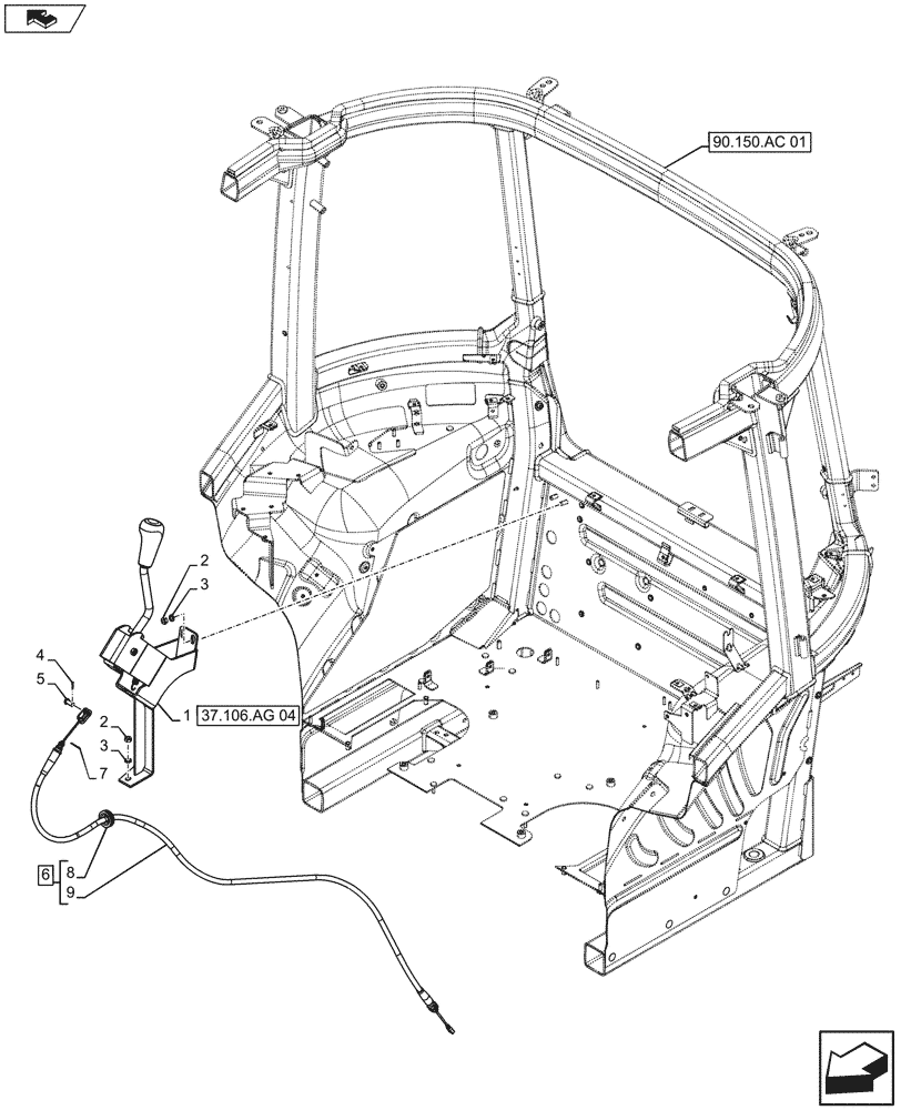 Схема запчастей Case IH FARMALL 105U - (37.106.AG[02]) - VAR - 330772 - AUTOMATIC PICK-UP HITCH, CONTROL, ISO (37) - HITCHES, DRAWBARS & IMPLEMENT COUPLINGS