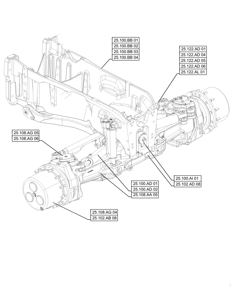 Схема запчастей Case IH MAGNUM 310 - (00.000.25[01]) - PICTORIAL INDEX - FRONT AXLE (00) - GENERAL & PICTORIAL INDEX