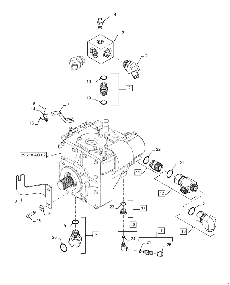 Схема запчастей Case IH 6140 - (29.218.AO[01]) - VAR - 425440, 425441 - HYDROSTATIC PUMP MOUNTING, LOW SPEED (29) - HYDROSTATIC DRIVE