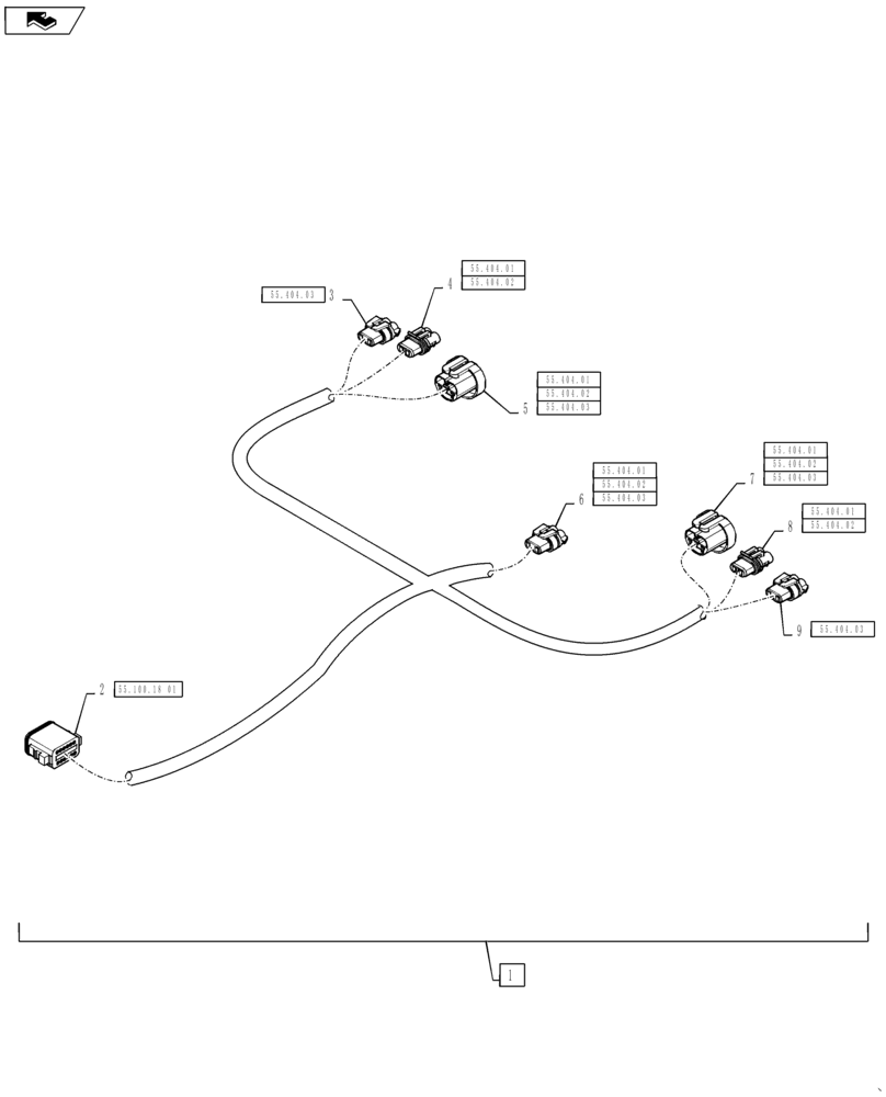 Схема запчастей Case IH TITAN 3040 - (55.404.AQ [06]) - HOOD LIGHT HARNESS, 3040, 3540 (55) - ELECTRICAL SYSTEMS