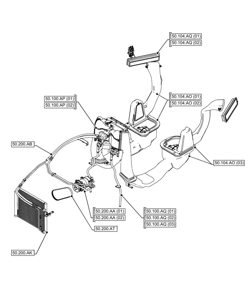 Схема запчастей Case IH FARMALL 120C - (50.000.00) - SECTION INDEX - CAB CLIMATE CONTROL (50) - CAB CLIMATE CONTROL