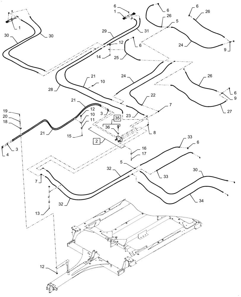 Схема запчастей Case IH TRUE-TANDEM 375 - (35.525.AA[12]) - HYDRAULIC BASKETS 37 FOOT 375 (35) - HYDRAULIC SYSTEMS