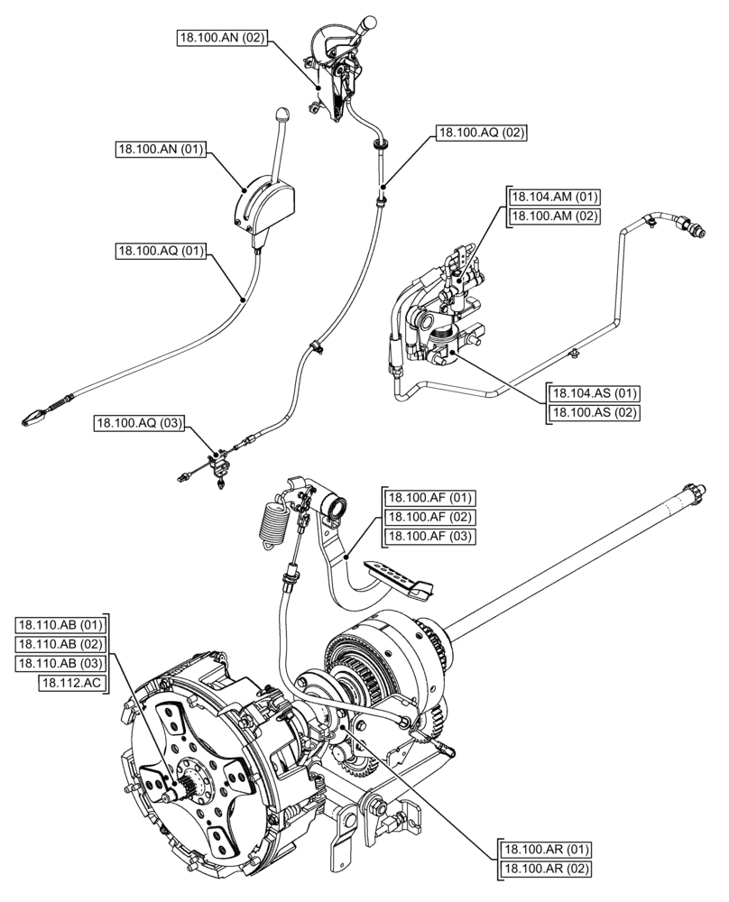Схема запчастей Case IH FARMALL 100C - (18.000.00) - SECTION INDEX - CLUTCH (18) - CLUTCH