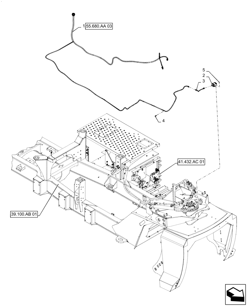 Схема запчастей Case IH TITAN 3040 - (55.680.AA[02]) - AUTOGUIDANCE, FRAME, 3040, 3540 (55) - ELECTRICAL SYSTEMS