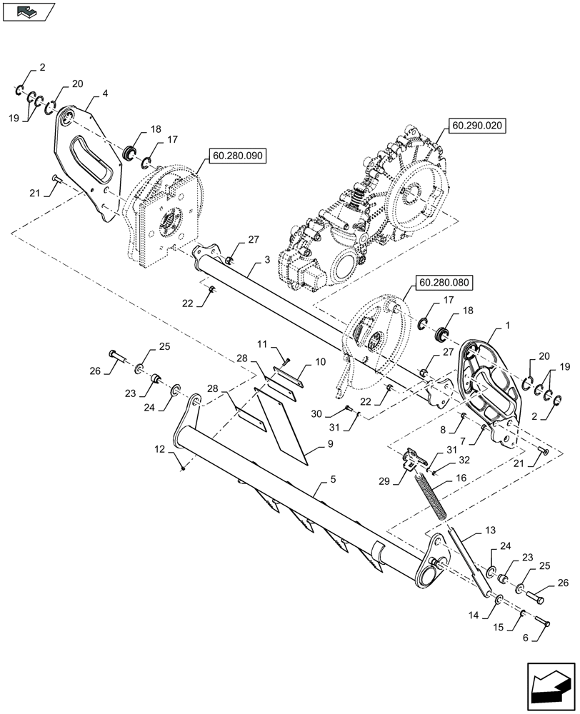 Схема запчастей Case IH LB324P - (60.280.070) - SHUTTLE FEEDER (60) - PRODUCT FEEDING