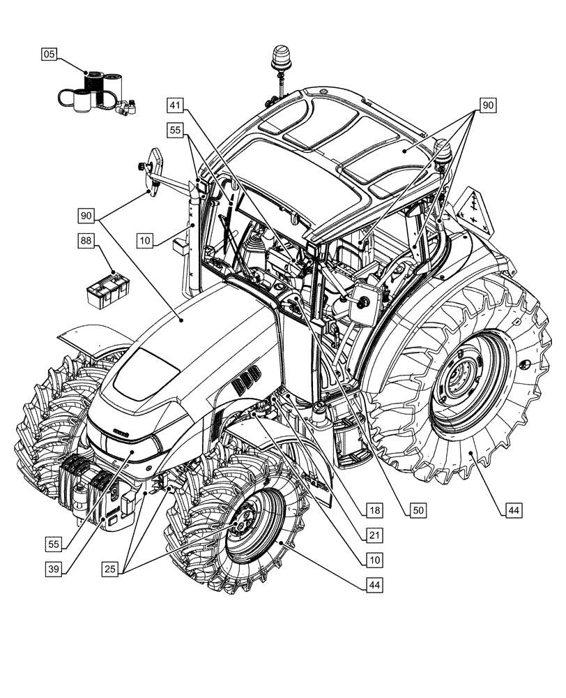 Схема запчастей Case IH FARMALL 110C - (00.000.00[01]) - PICTORIAL INDEX - MAIN SECTIONS (00) - GENERAL & PICTORIAL INDEX