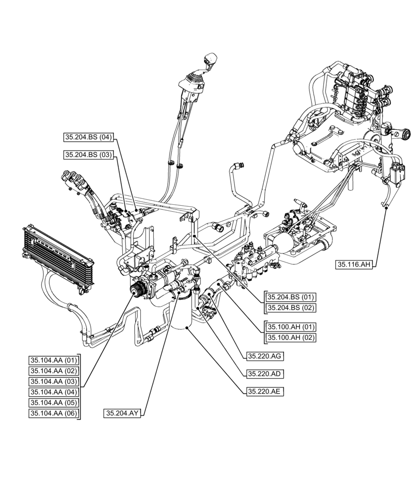 Схема запчастей Case IH FARMALL 120C - (35.000.00[02]) - SECTION INDEX - HYDRAULIC SYSTEMS (35) - HYDRAULIC SYSTEMS