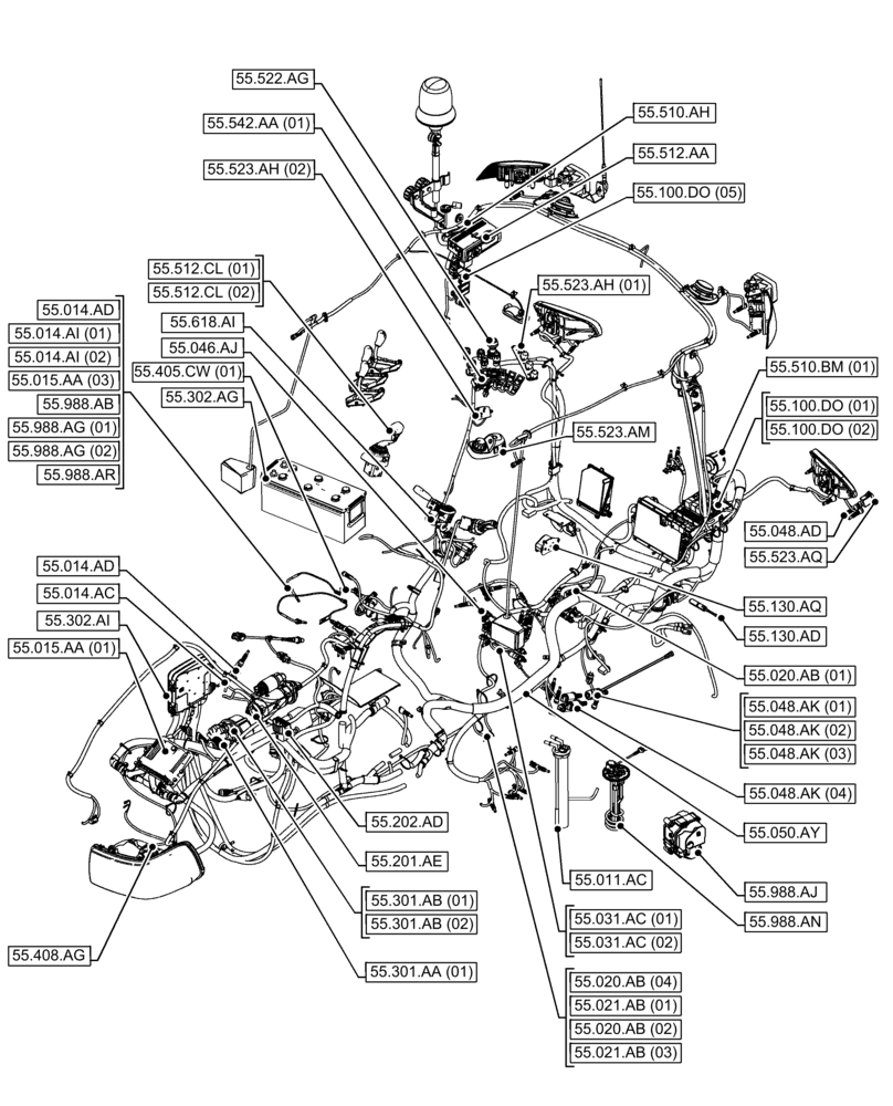 Схема запчастей Case IH FARMALL 110C - (55.000.00[01]) - SECTION INDEX - ELECTRICAL SYSTEMS (55) - ELECTRICAL SYSTEMS