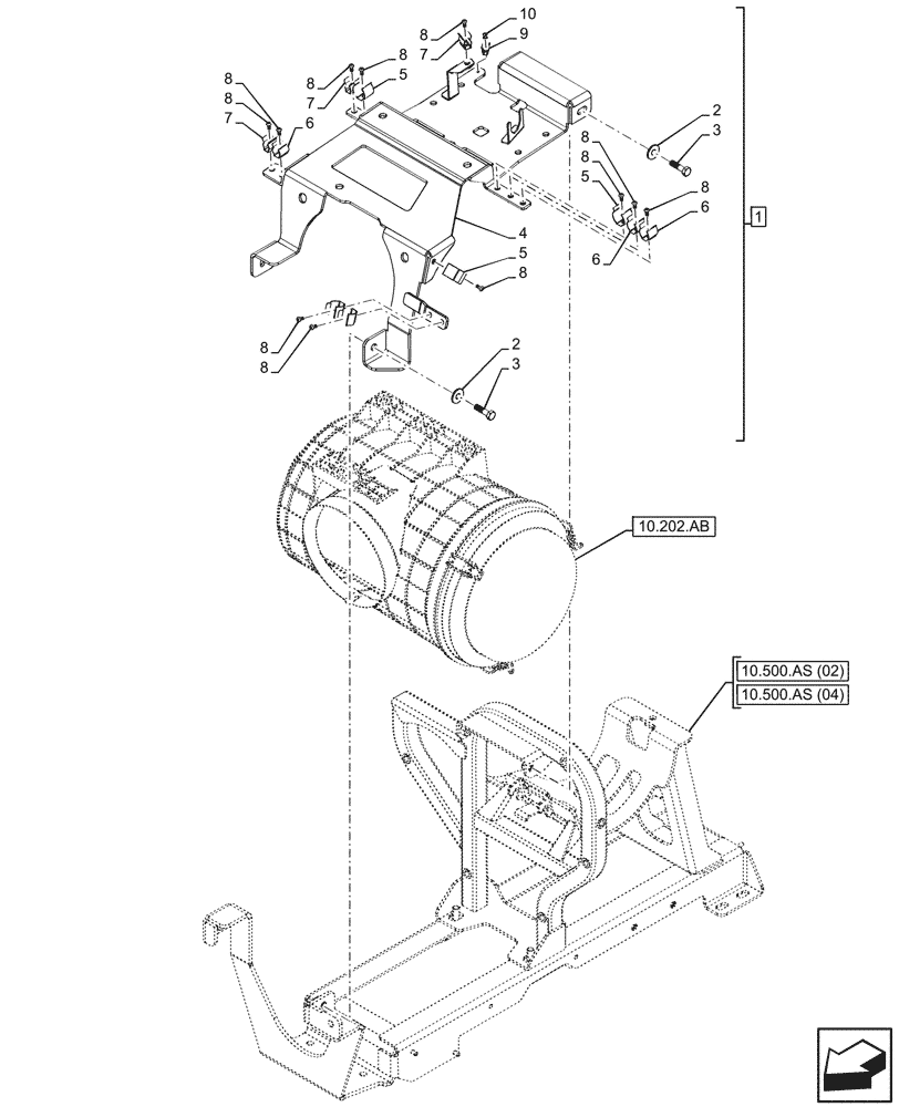 Схема запчастей Case IH MAXXUM 135 - (10.202.AH) - VAR - 392194, 758400 - AIR CLEANER, SUPPORT (10) - ENGINE