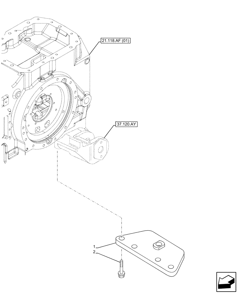 Схема запчастей Case IH MAXXUM 135 - (37.100.AB[02]) - VAR - 758470 - SWINGING DRAWBAR, SUPPORT (ITALY) (37) - HITCHES, DRAWBARS & IMPLEMENT COUPLINGS
