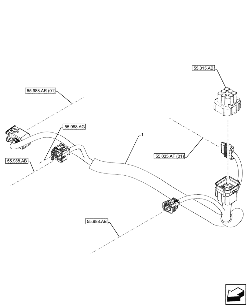 Схема запчастей Case IH MAXXUM 135 - (55.988.AD[02]) - VAR - 392194, 758400 - DEF/ADBLUE™, HARNESS (55) - ELECTRICAL SYSTEMS