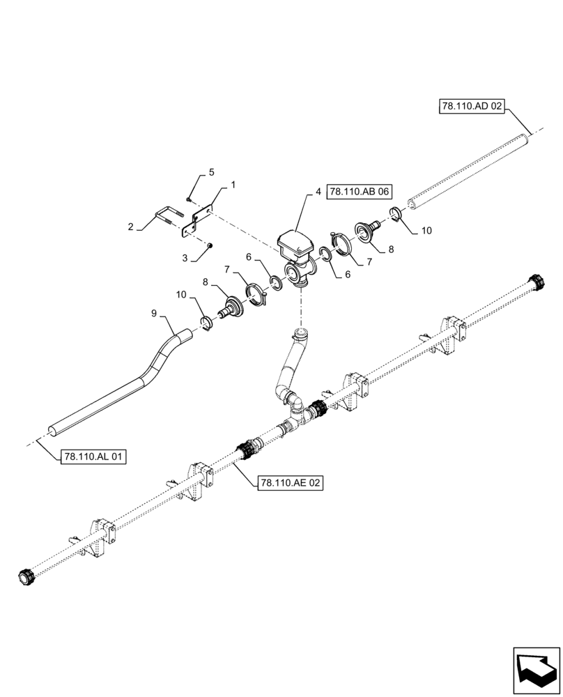 Схема запчастей Case IH PATRIOT 3240 - (78.110.AL[02]) - 90 AND 100, LH INNER PLUMBING (78) - SPRAYING